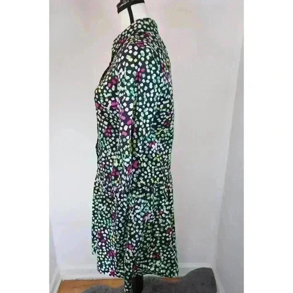 DKNY Drop Waist Printed Cotton Poplin Shirt Dress - Size 10 - Picture 8 of 16